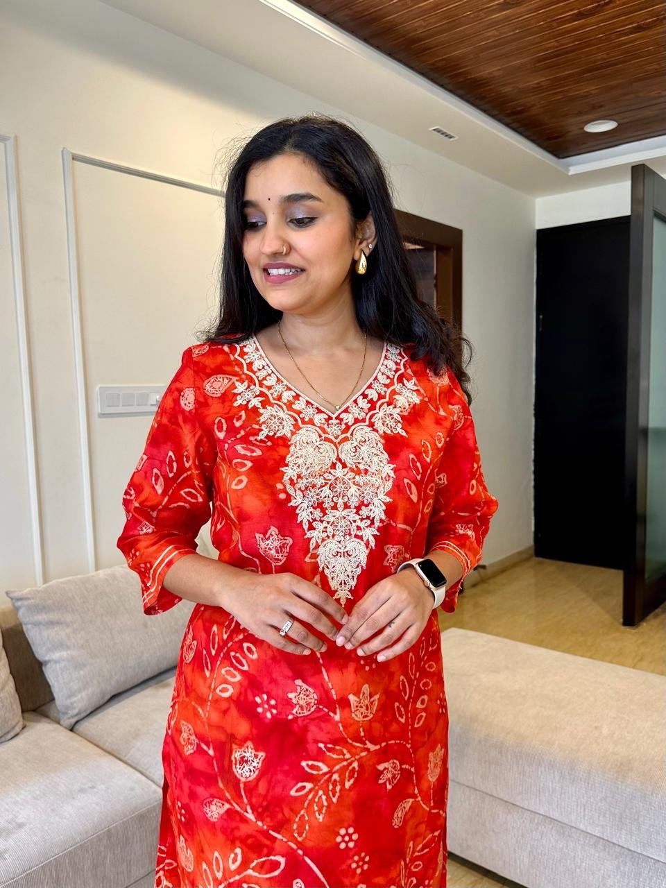 Gulaal Embroidered Kurta- Orange