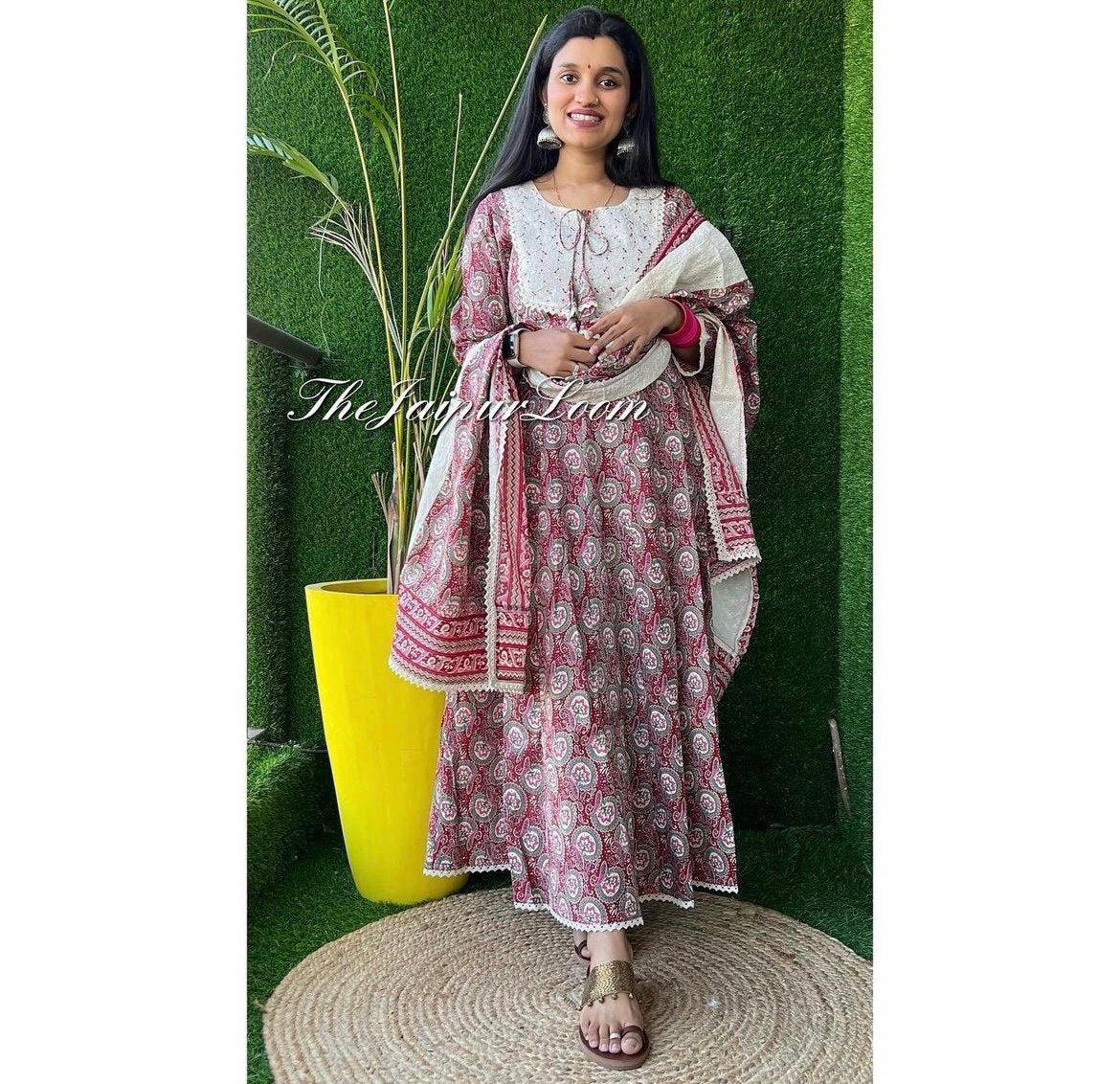 Subtle Maroon Anarkali Suit