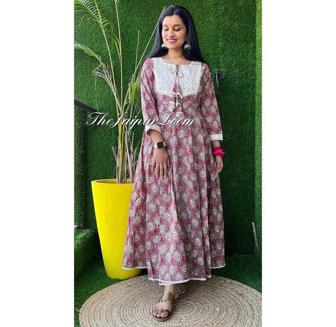 Subtle Maroon Anarkali Suit