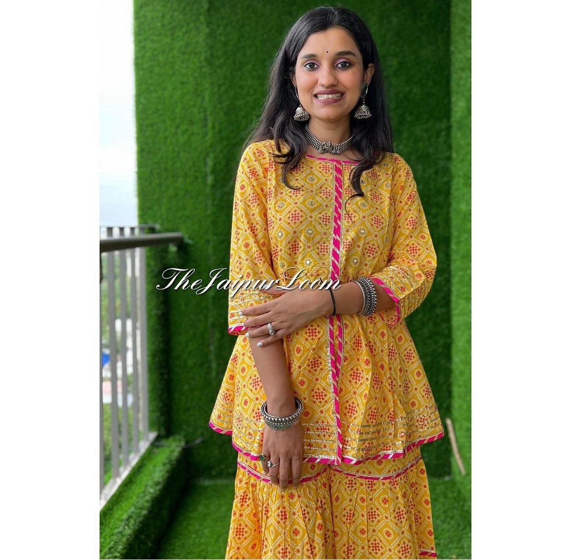 Yellow Pink Gota Sharara Set