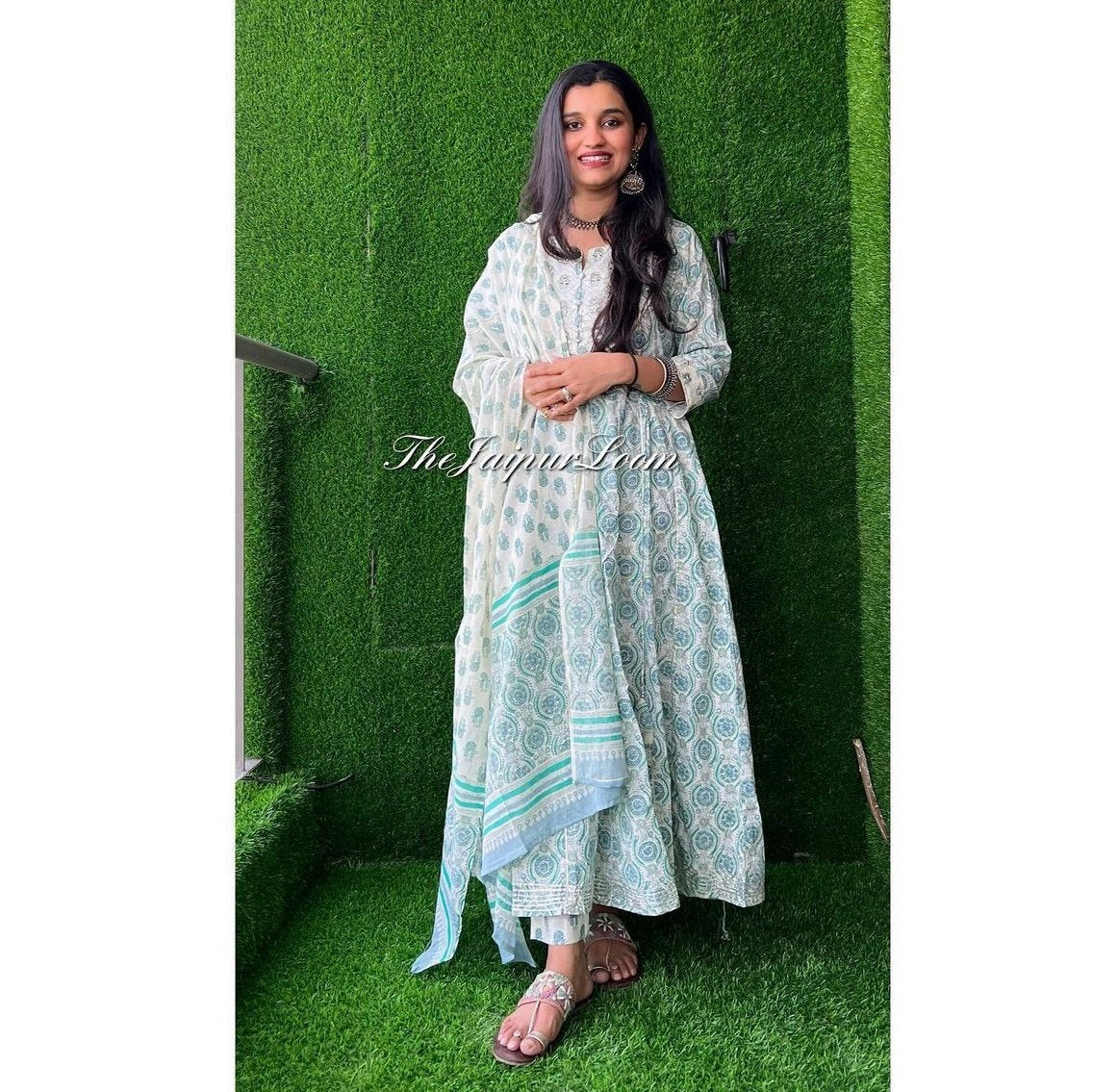 Fresh Floral Booti Anarkali Suit