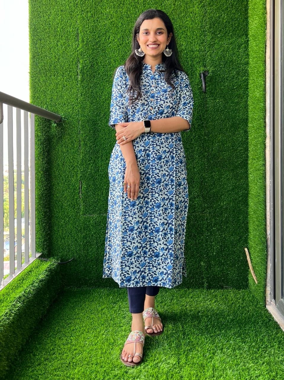 Weekend Cotton Kurta- Indigo Batik