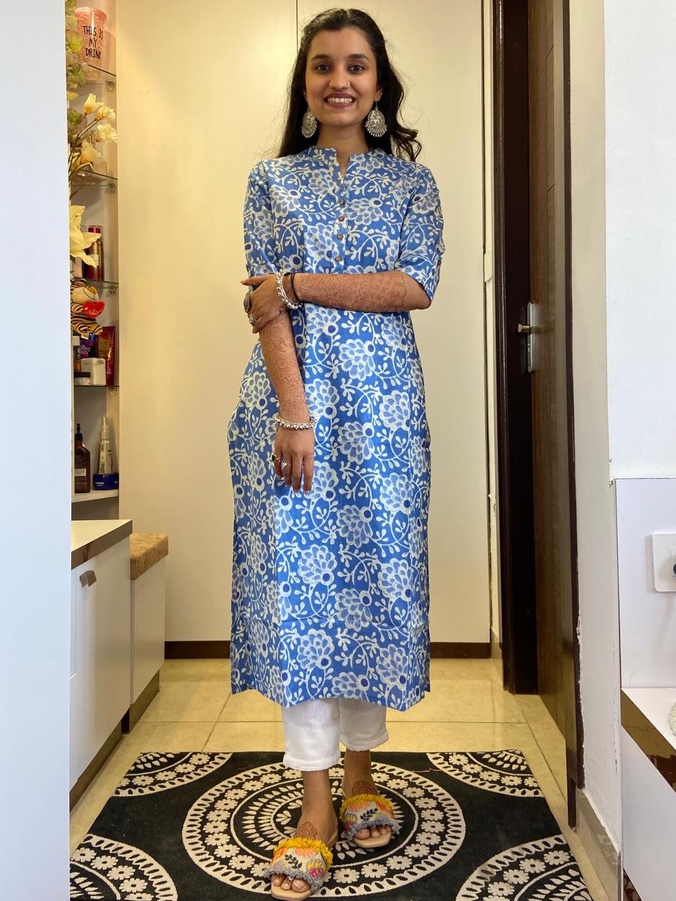 Weekend Cotton Kurta- Different Blue Batik