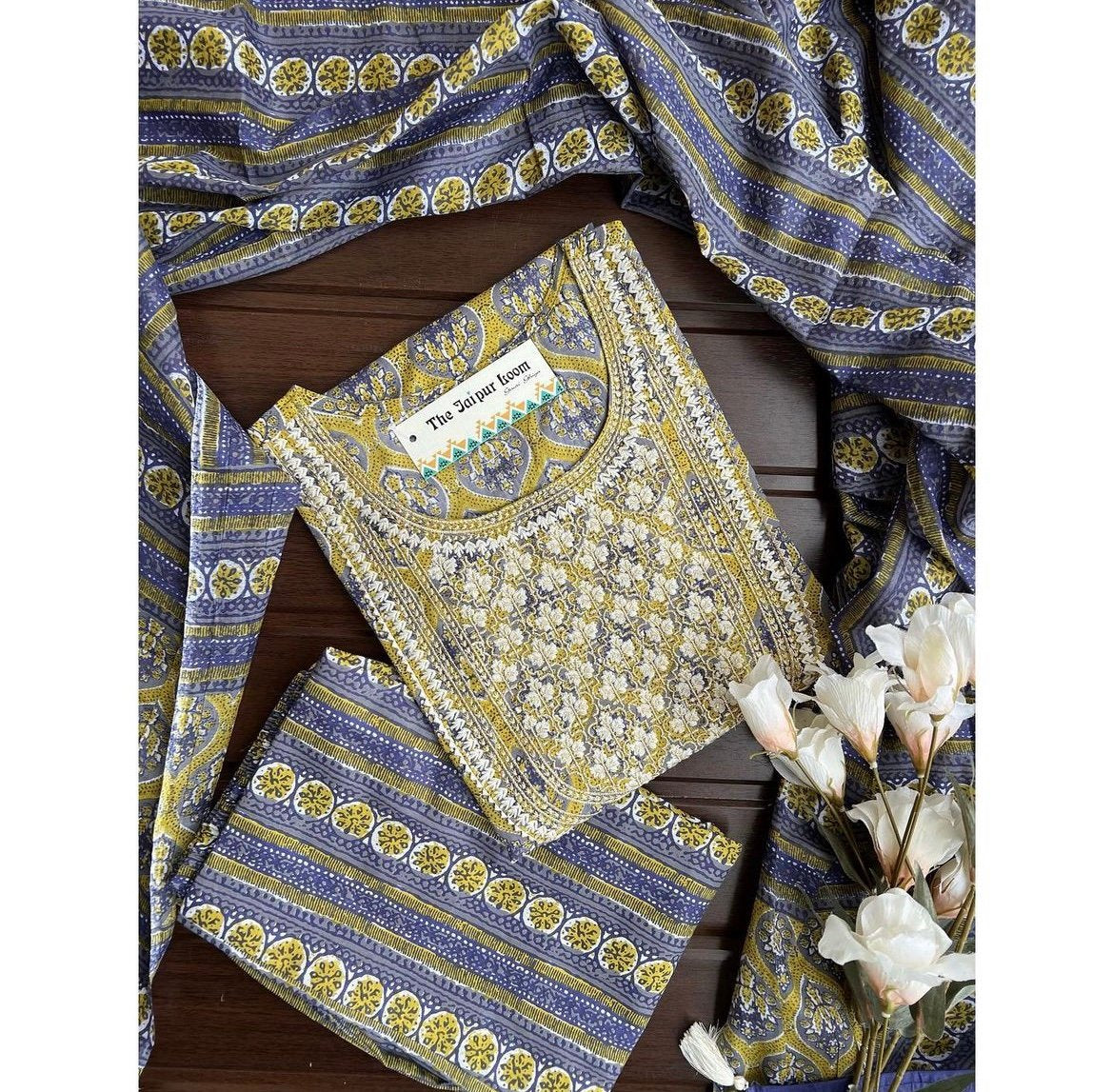 Green Grey Booti Cotton Set