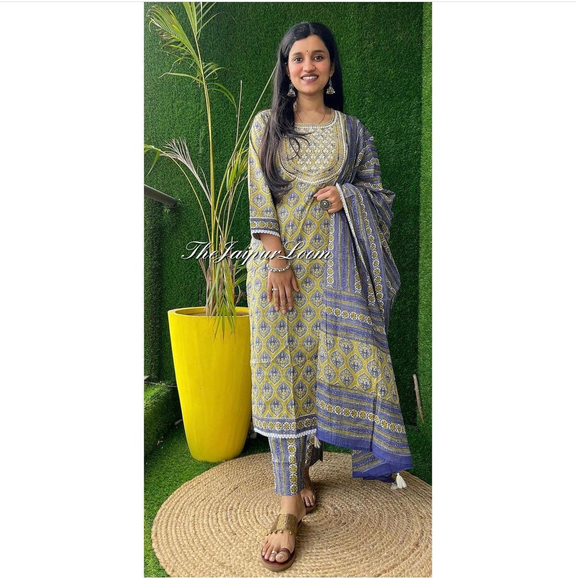 Green Grey Booti Cotton Set