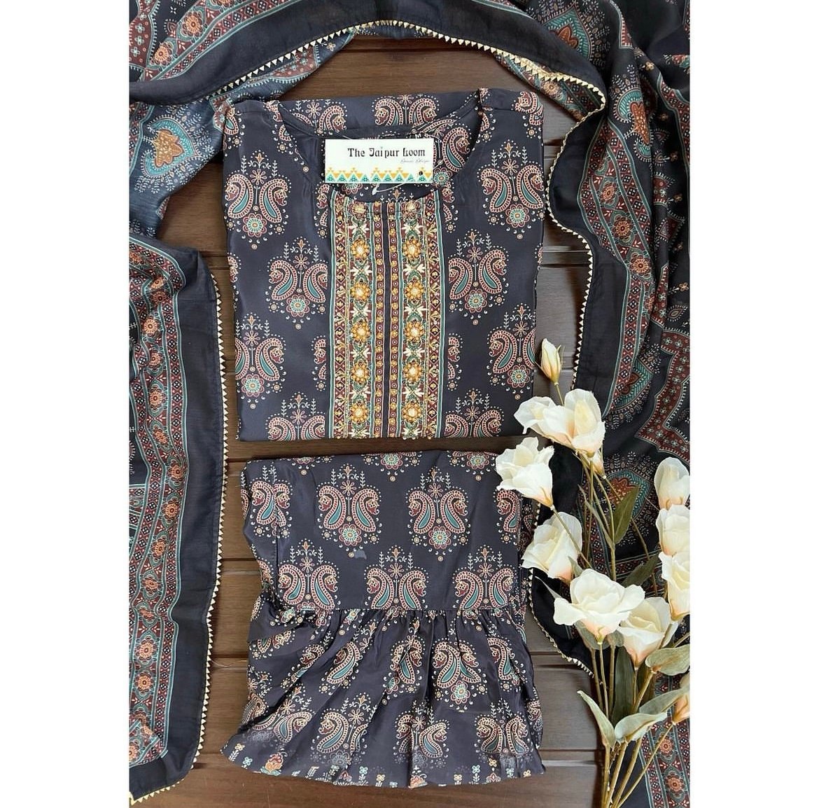Grey Luxe Satin Gharara Set