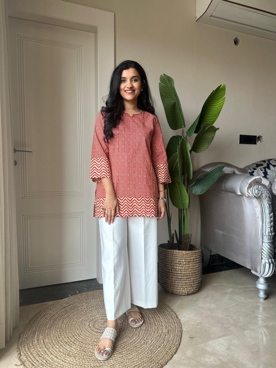 Gazia Pure Cotton Top- Red