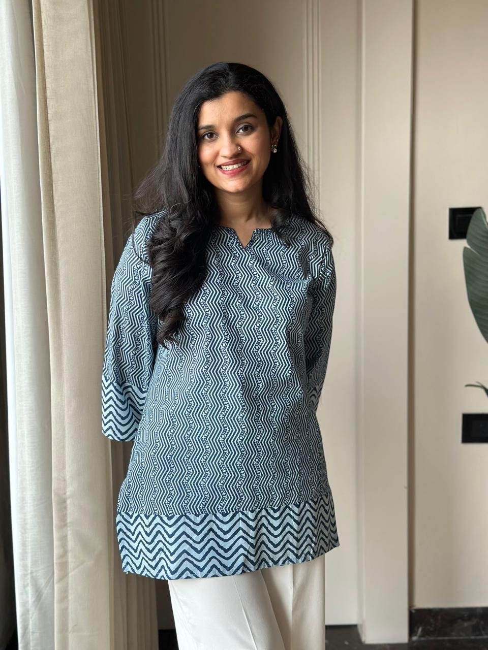 Gazia Pure Cotton Top- Blue