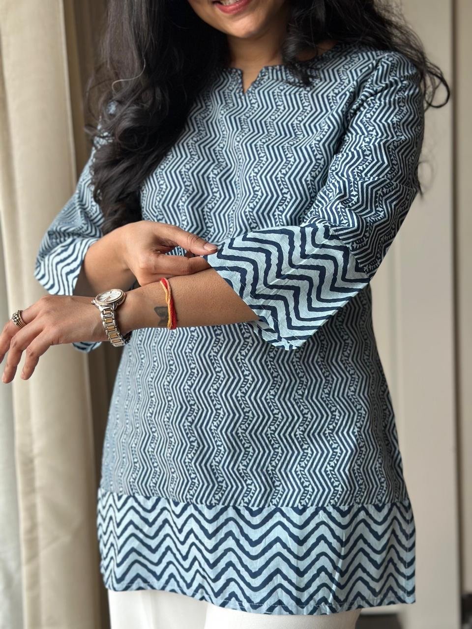 Gazia Pure Cotton Top- Blue