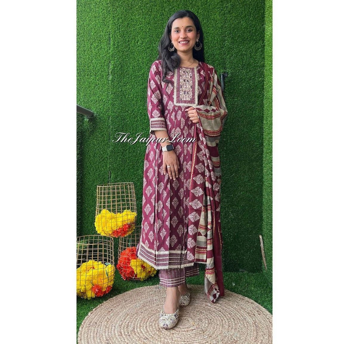 Maroon Heavy Gota Work Nyra Set