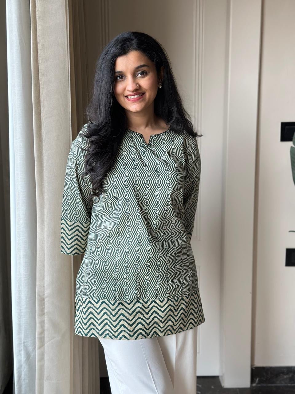 Gazia Pure Cotton Top- Green