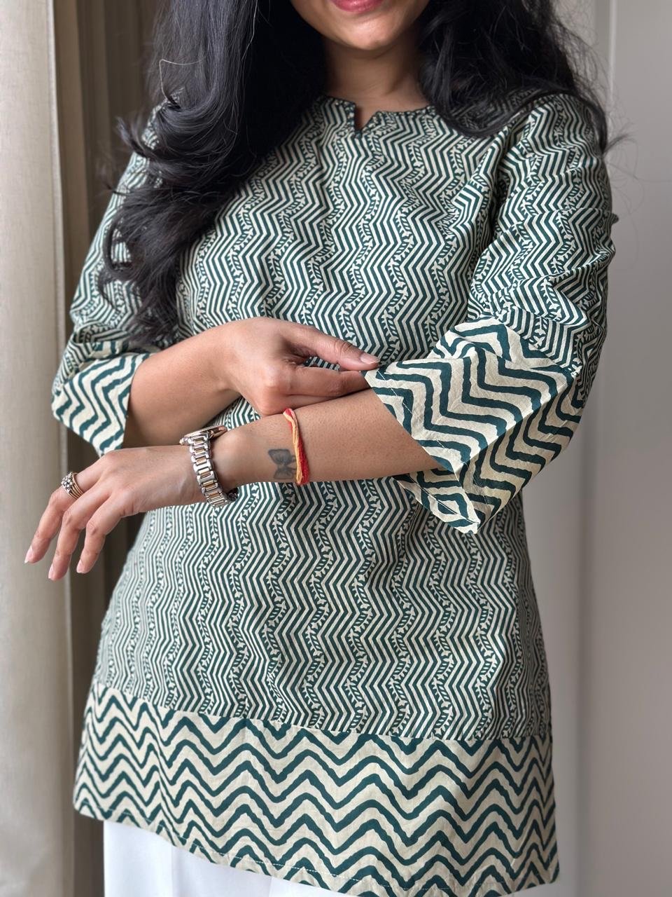 Gazia Pure Cotton Top- Green