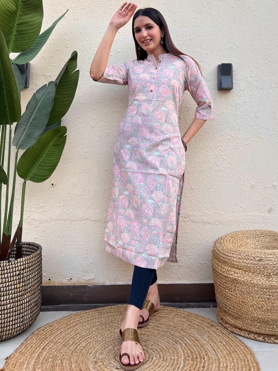 Weekend Cotton Kurta- Pastel Florals