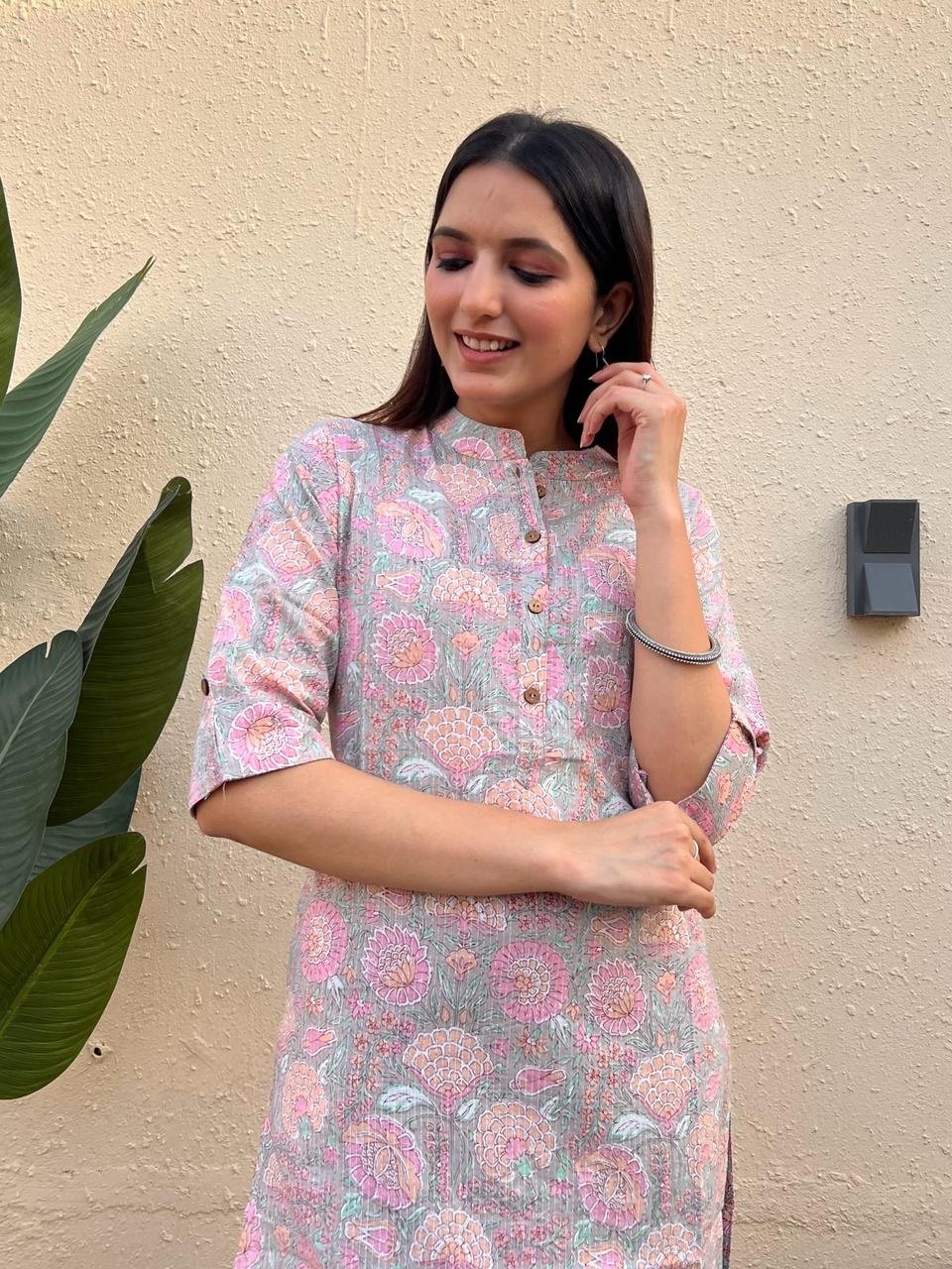 Weekend Cotton Kurta- Pastel Florals