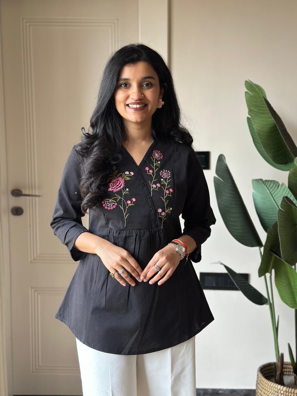 Jimmi Black Embroidered Top