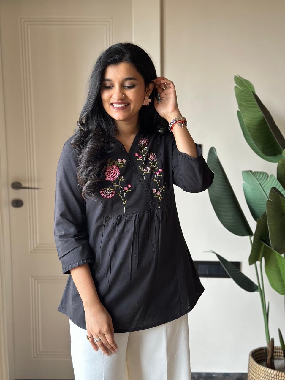 Jimmi Black Embroidered Top