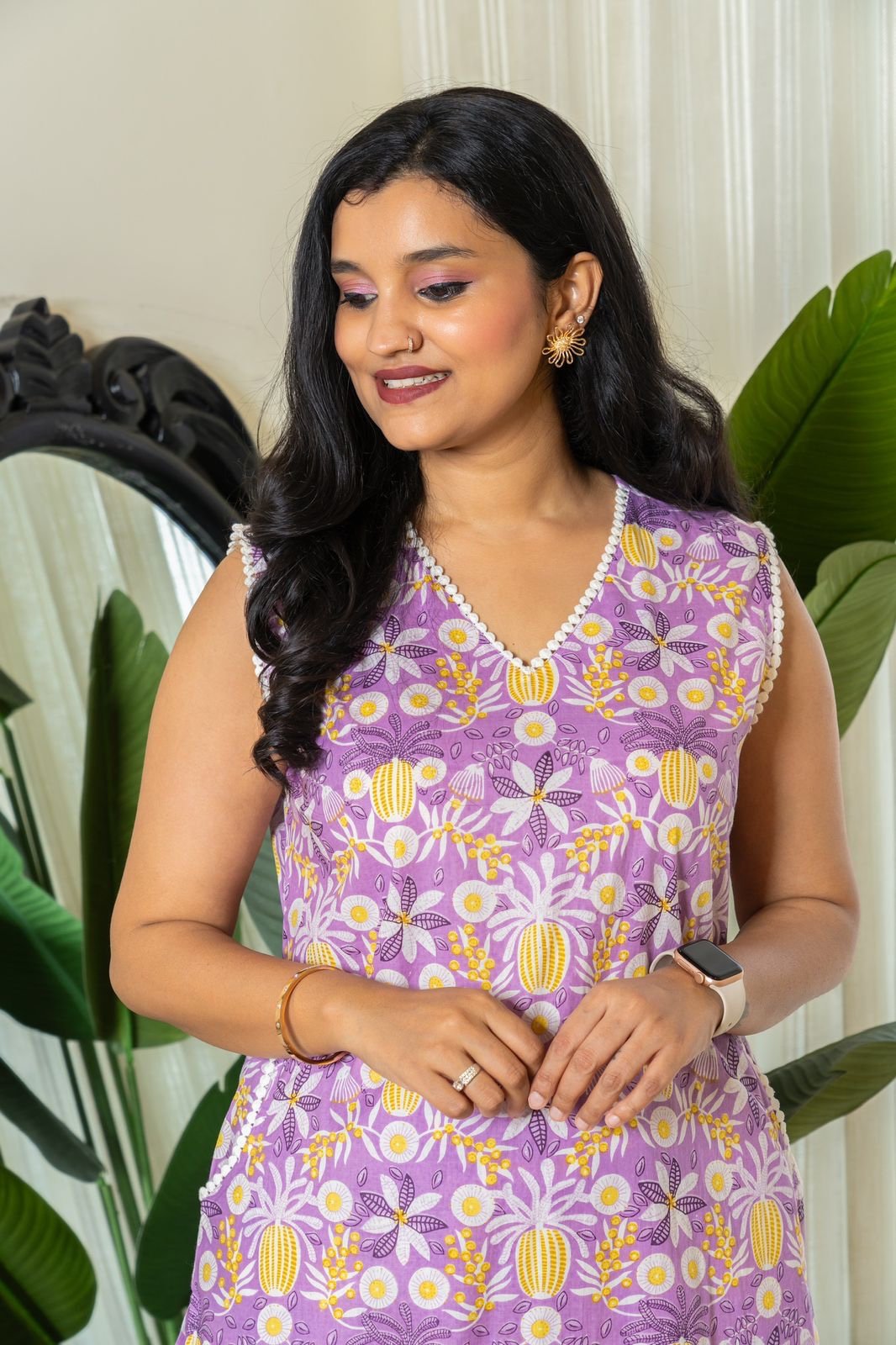 Rozana Floral Coord Set- Purple