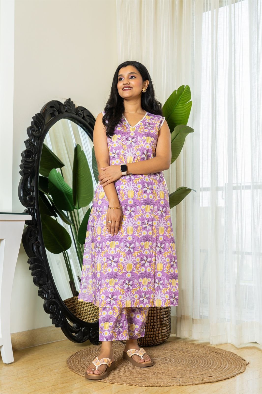 Rozana Floral Coord Set- Purple