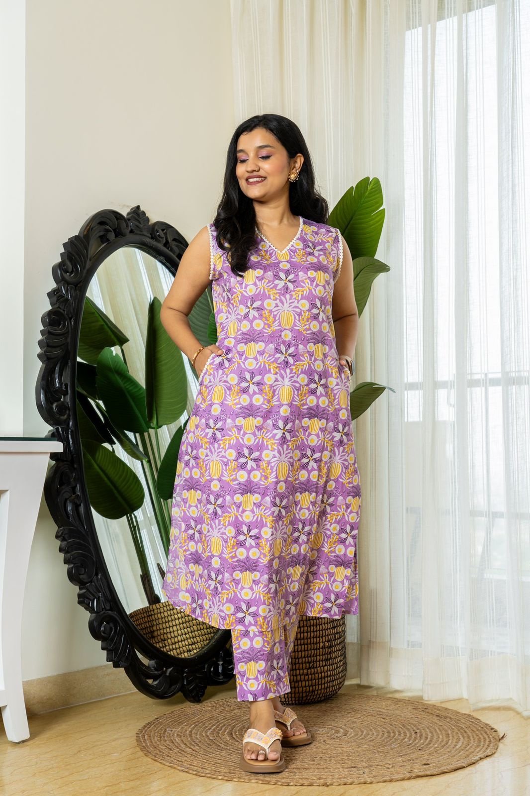 Rozana Floral Coord Set- Purple