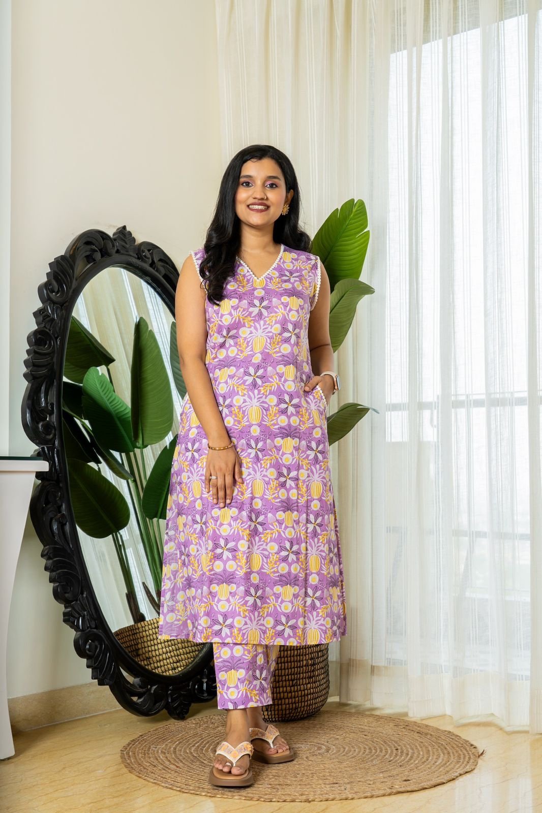 Rozana Floral Coord Set- Purple