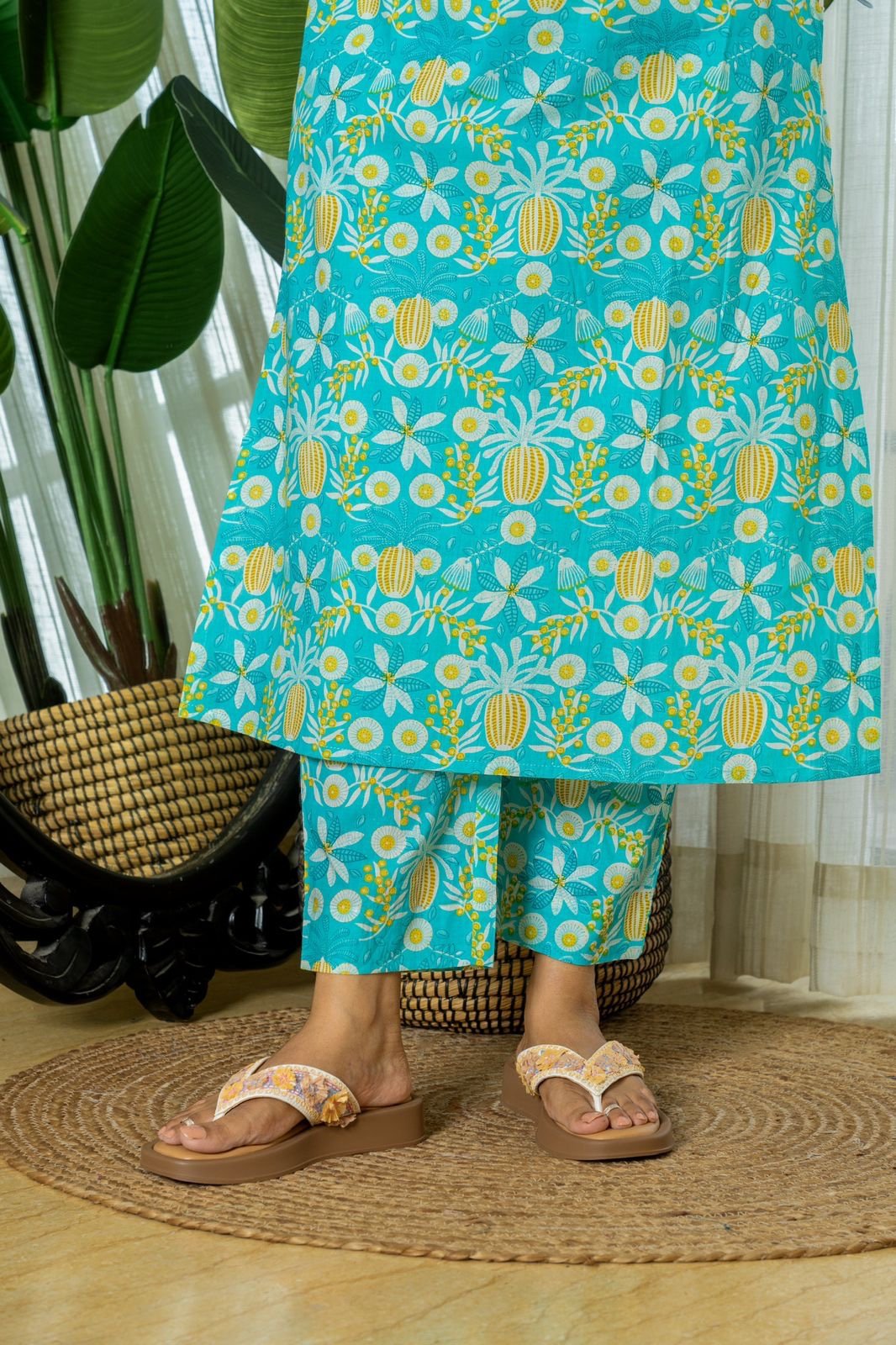 Rozana Floral Coord Set- Light Blue