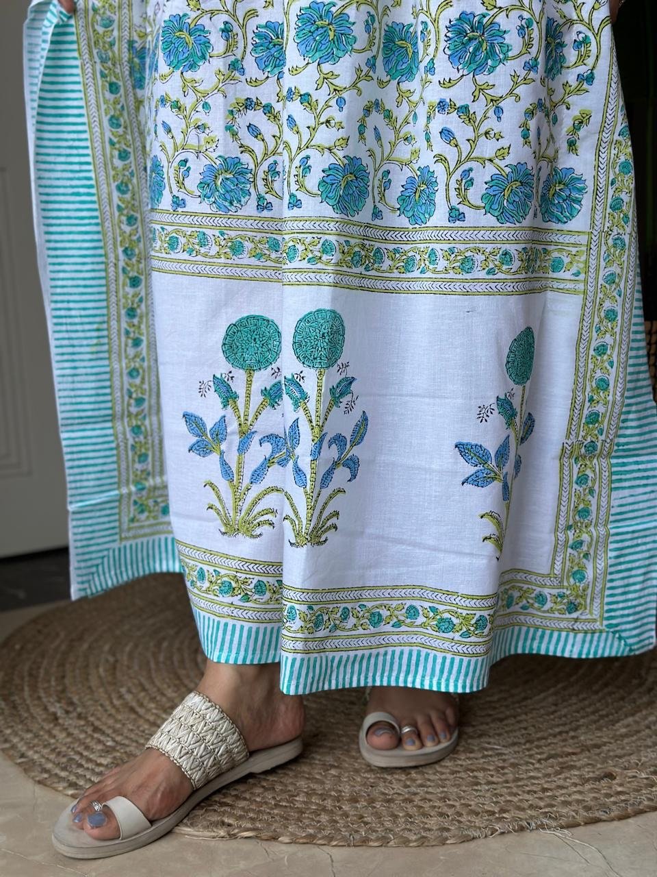 Block Print Cotton Kaftan- Fresh Jaal