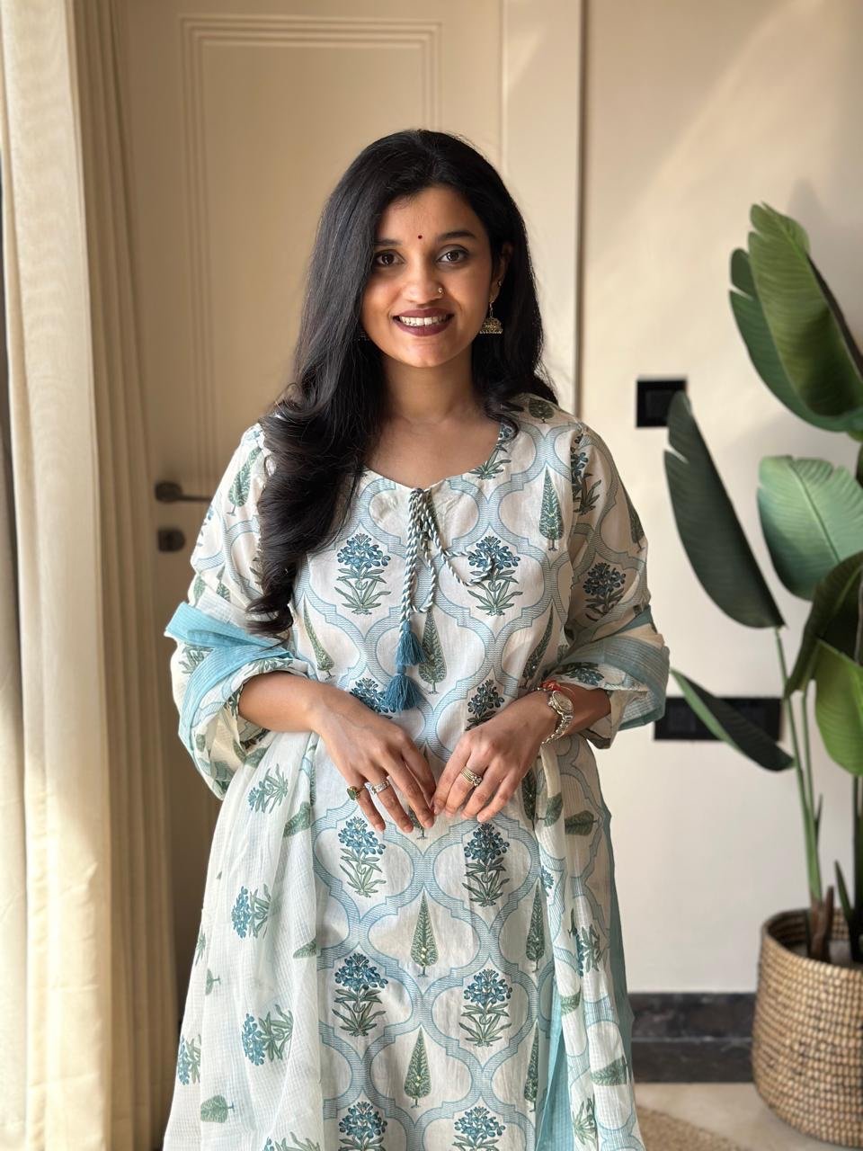 Ria Printed Pure Cotton Set- Blue