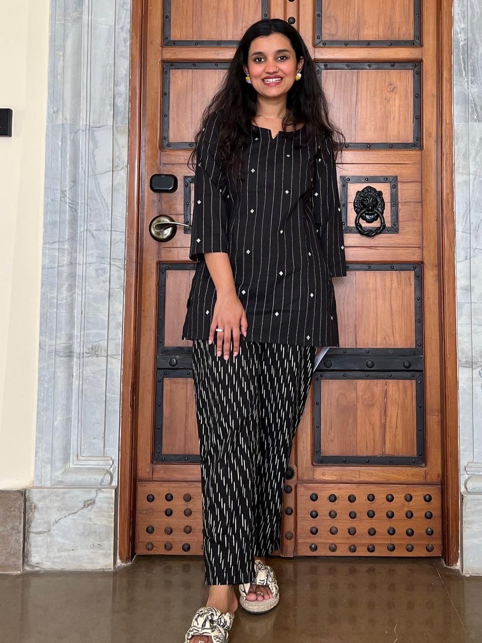 Cotton Lounge Set- Black Lines