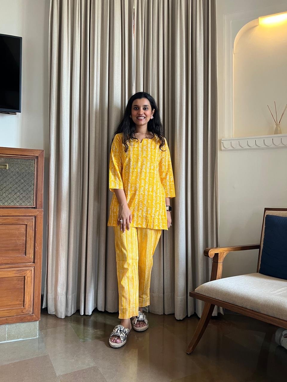 Cotton Lounge Set- Bright Yellow