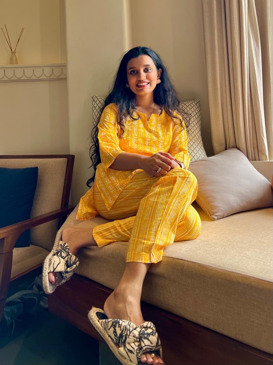 Cotton Lounge Set- Bright Yellow
