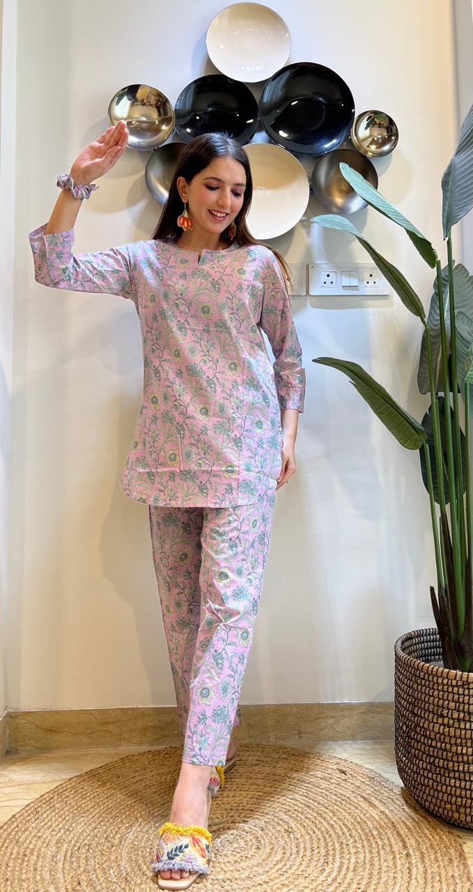 Cotton Lounge Set- Lilac Florals
