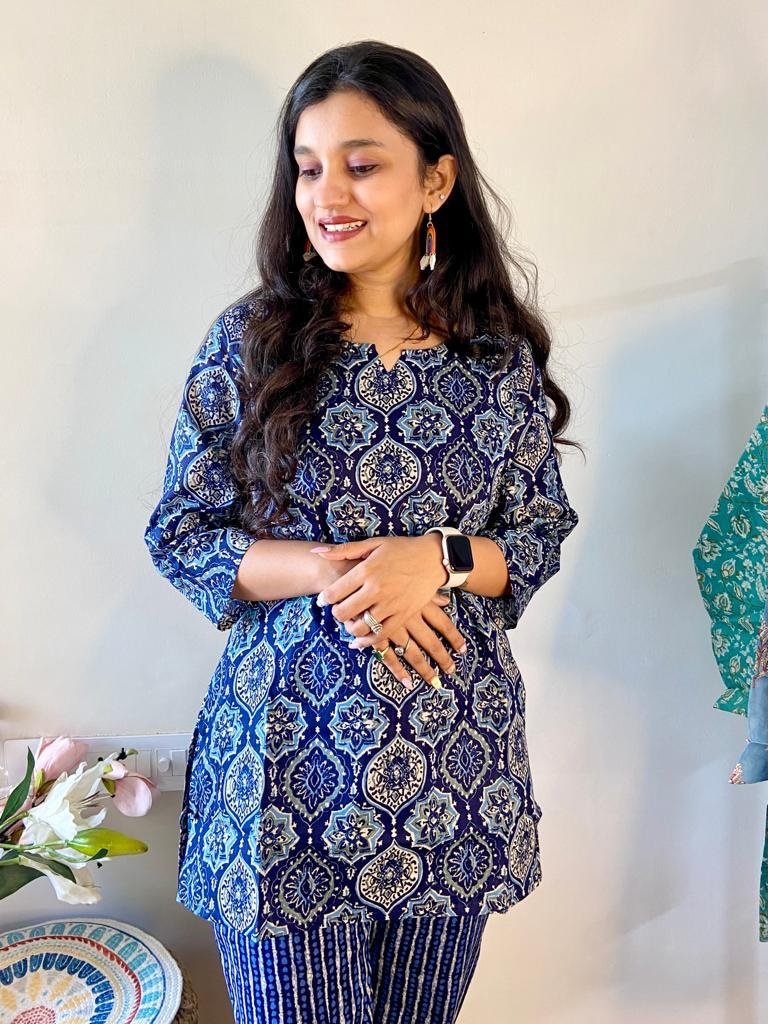 Cotton Lounge Set- Indigo Jaal