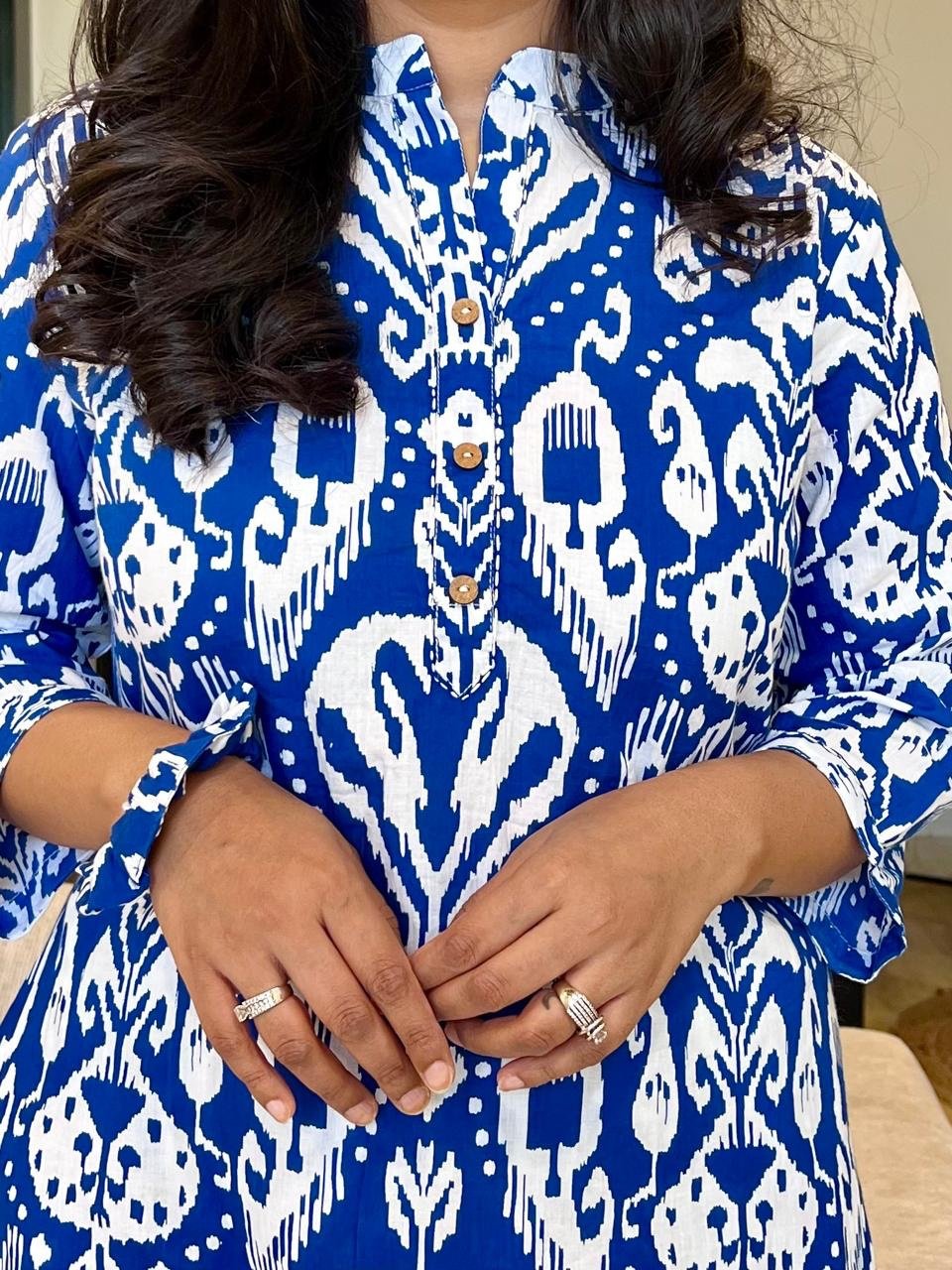 Cotton Lounge Set- Blue Ikkat