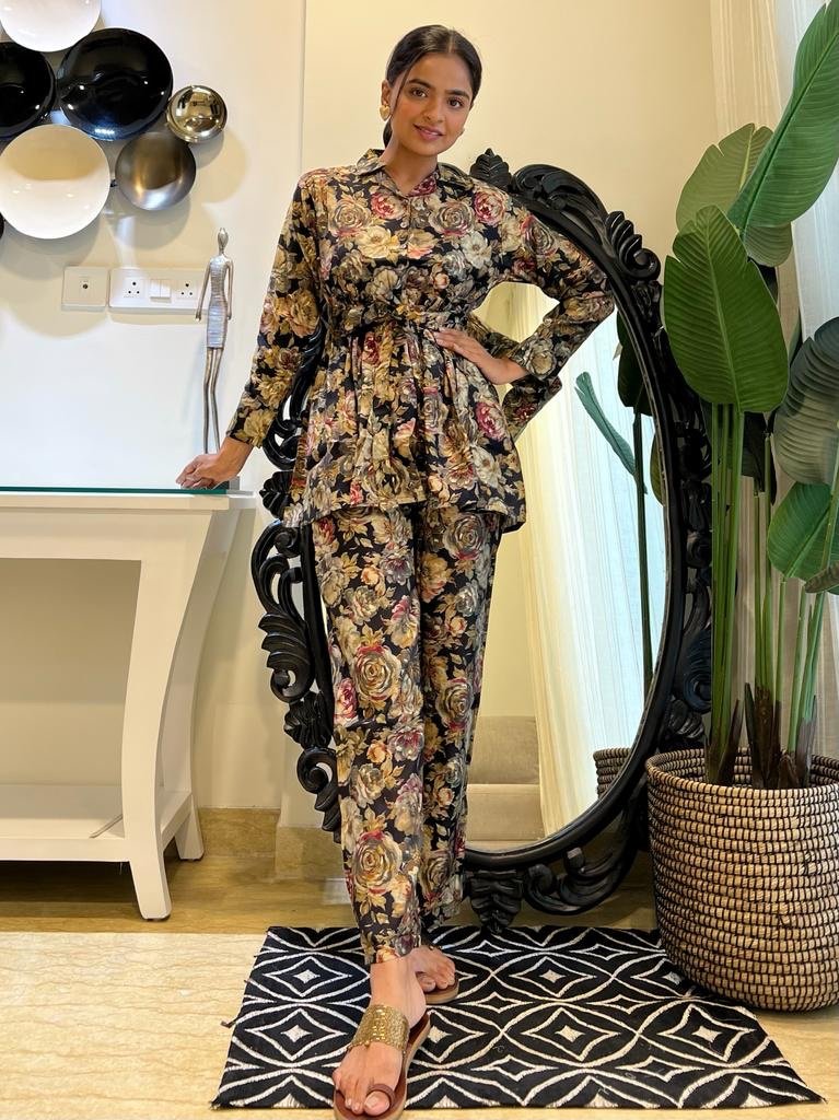 Black Floral Romance Coord Set