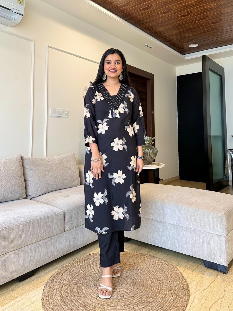 Shikha Black Floral Printed Set