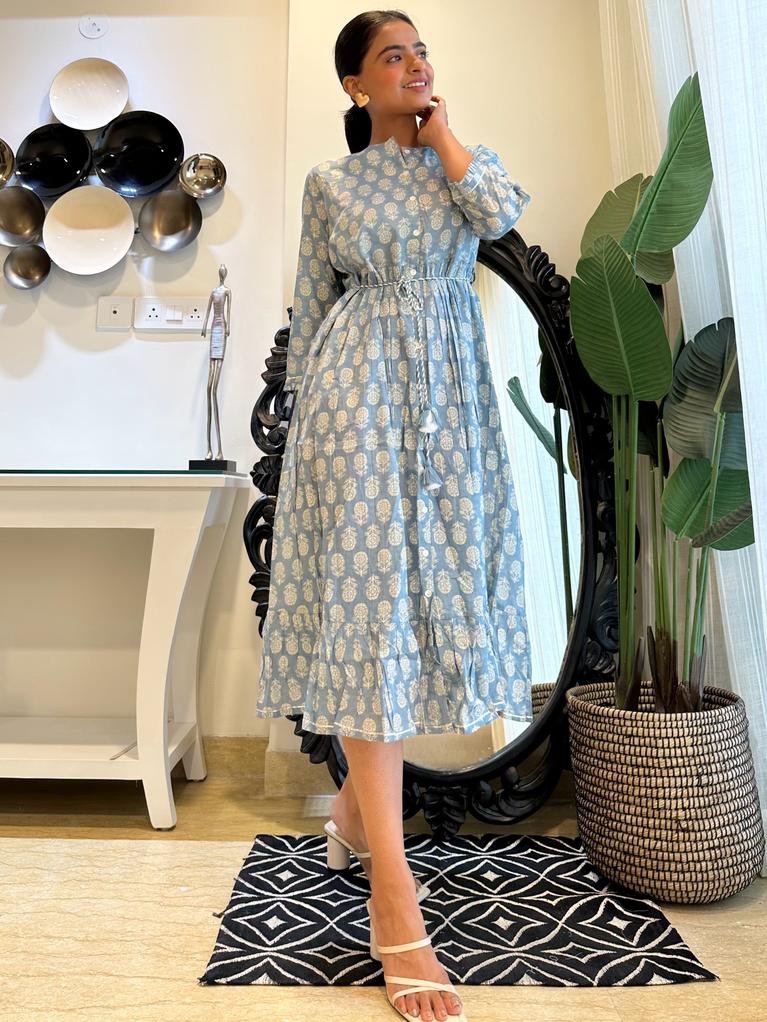 Powder Blue Booti Midi Dress