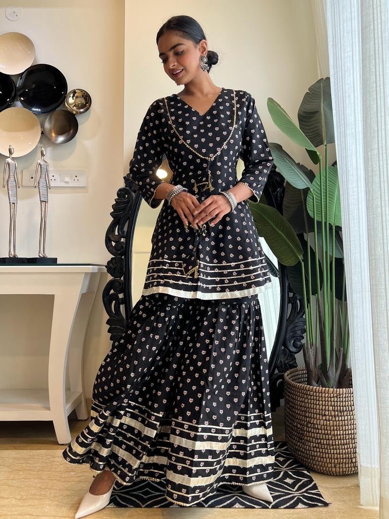Star Stuck Black Gharara Set