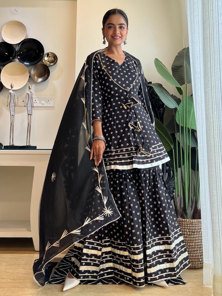 Star Stuck Black Gharara Set
