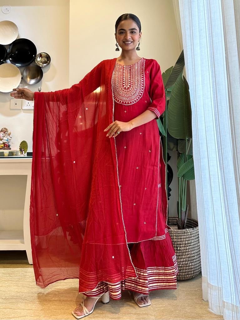 Red Love Sharara Set