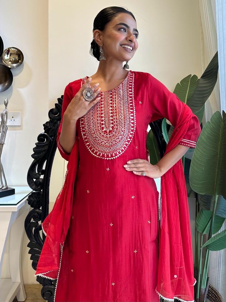 Red Love Sharara Set