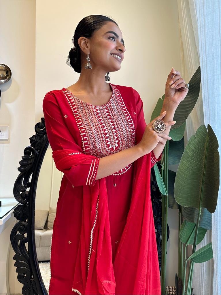 Red Love Sharara Set