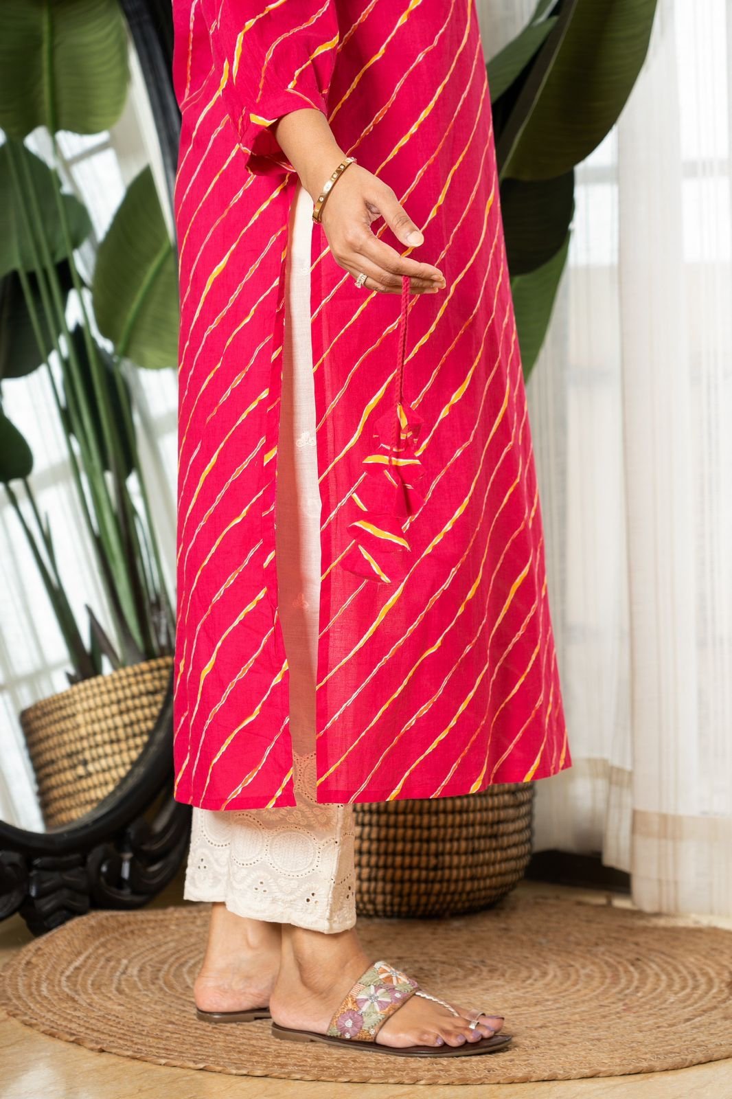 Pink Leheriya Cotton Kurti