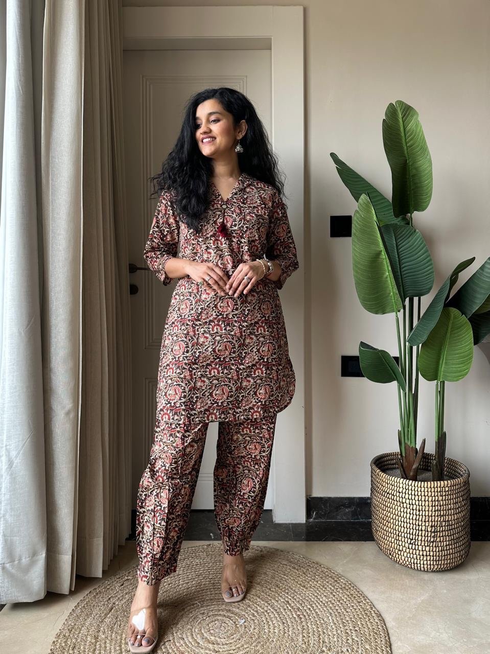 Pavi Printed Coord Set- Brown Ajrakh