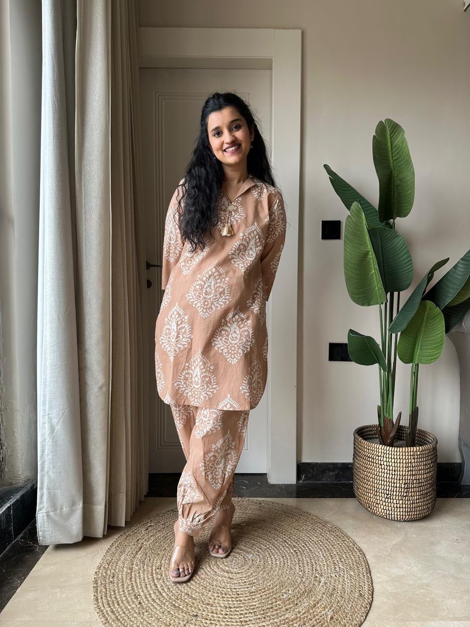 Pavi Printed Coord Set- Nude Boota