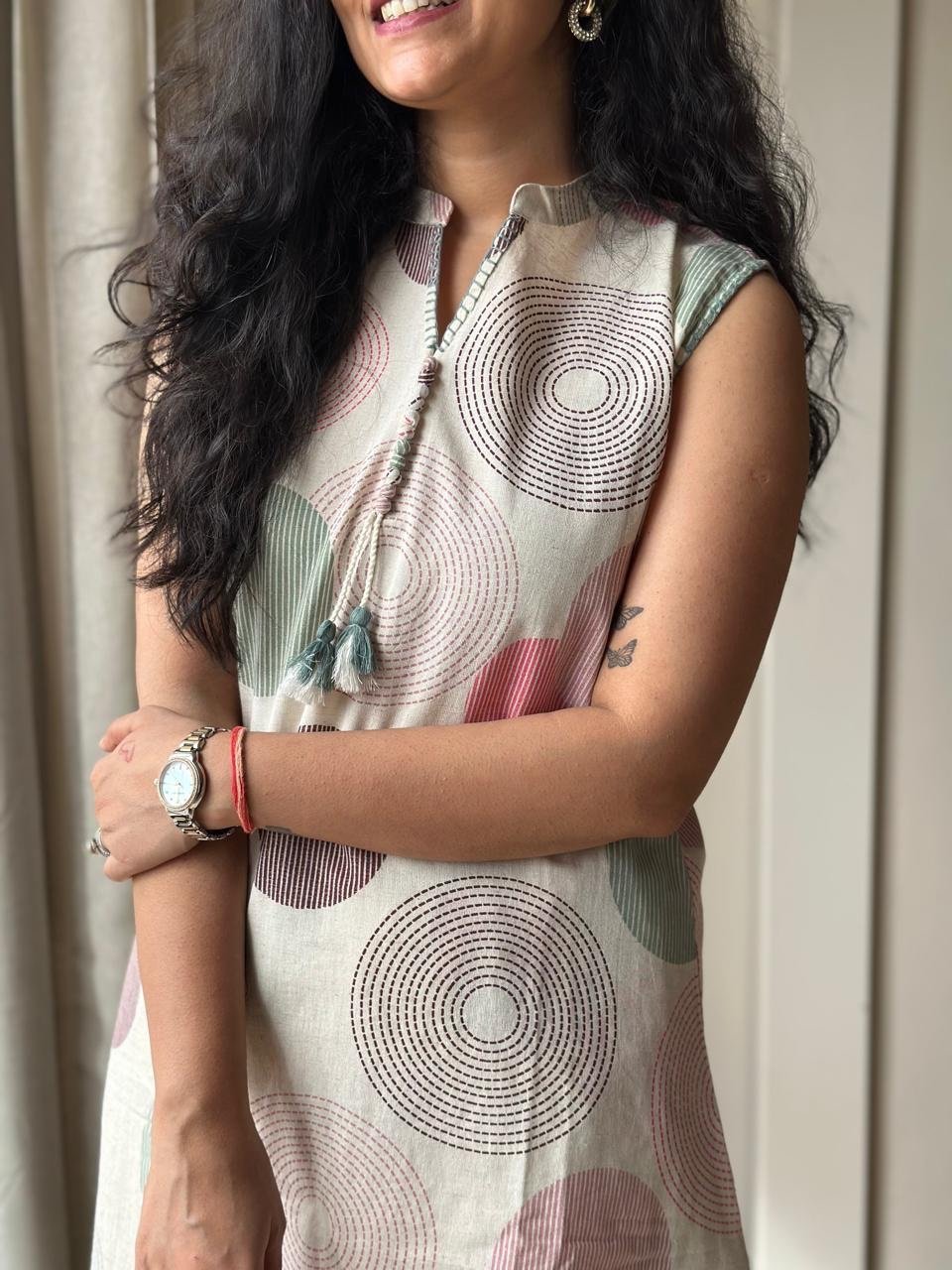 Pavitra Slub Cotton Coord Set- Pastel Circles
