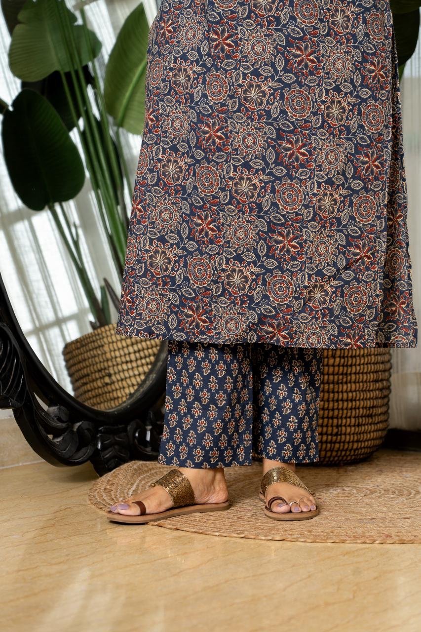 Zeenat Ajrakh Cotton Suit- Blue