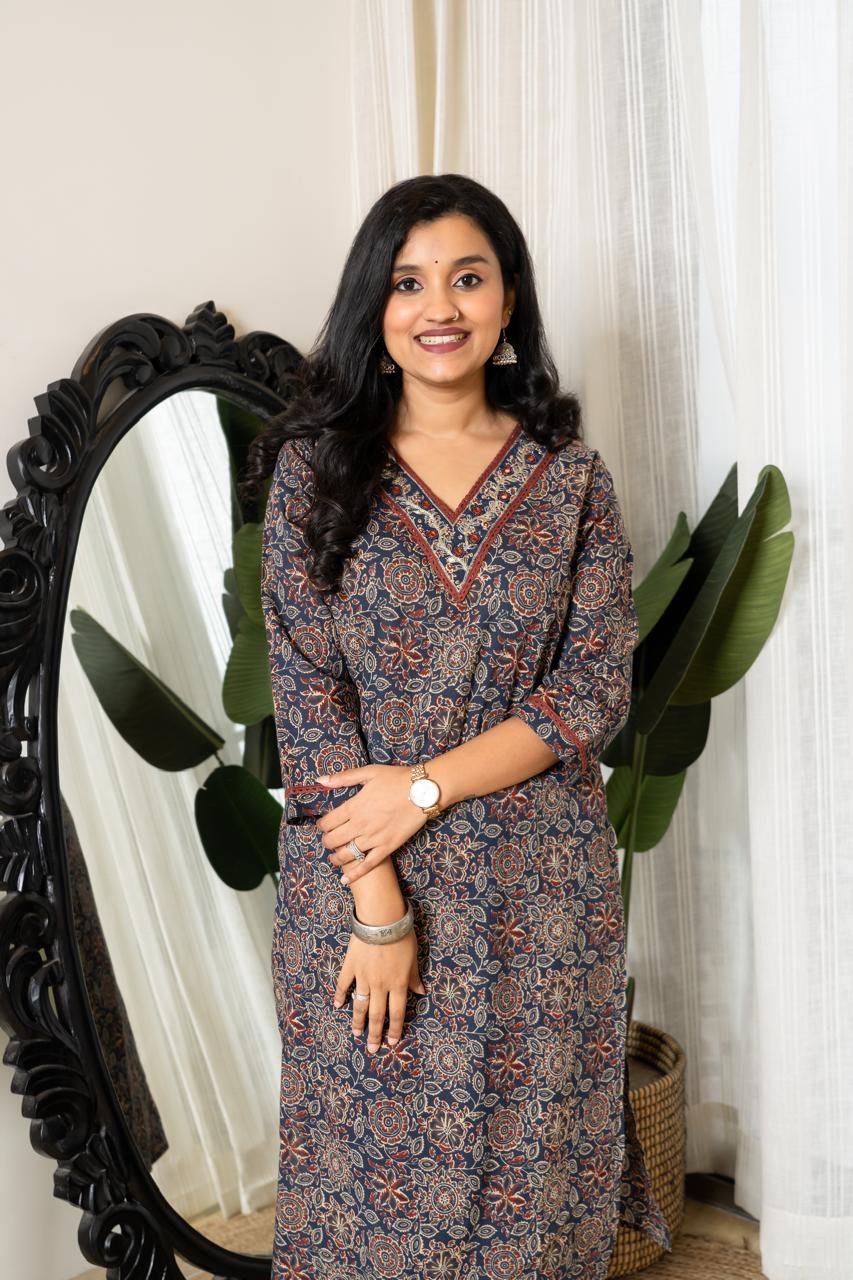 Zeenat Ajrakh Cotton Suit- Blue