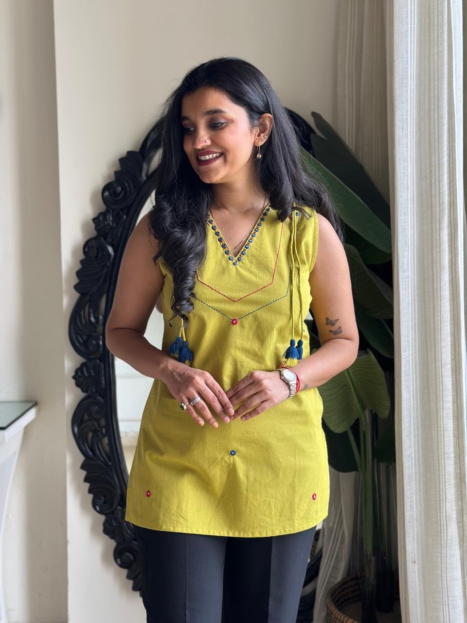 Pihu Minimal Sleeveless Top- Yellow