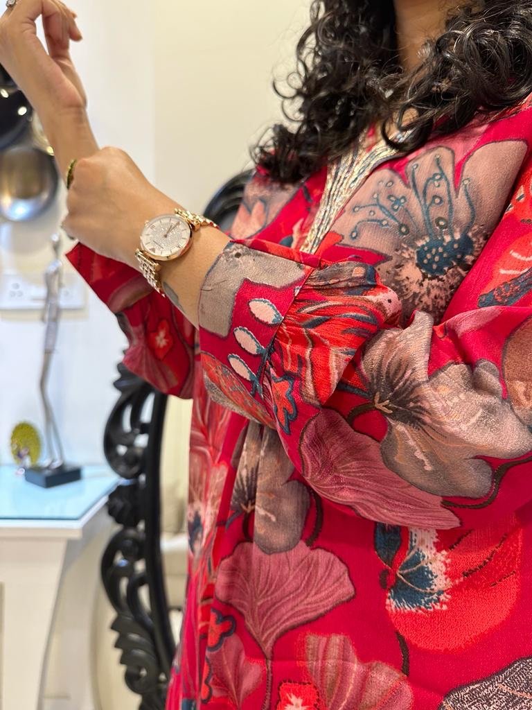 Red Mystical Floral Cuff Set