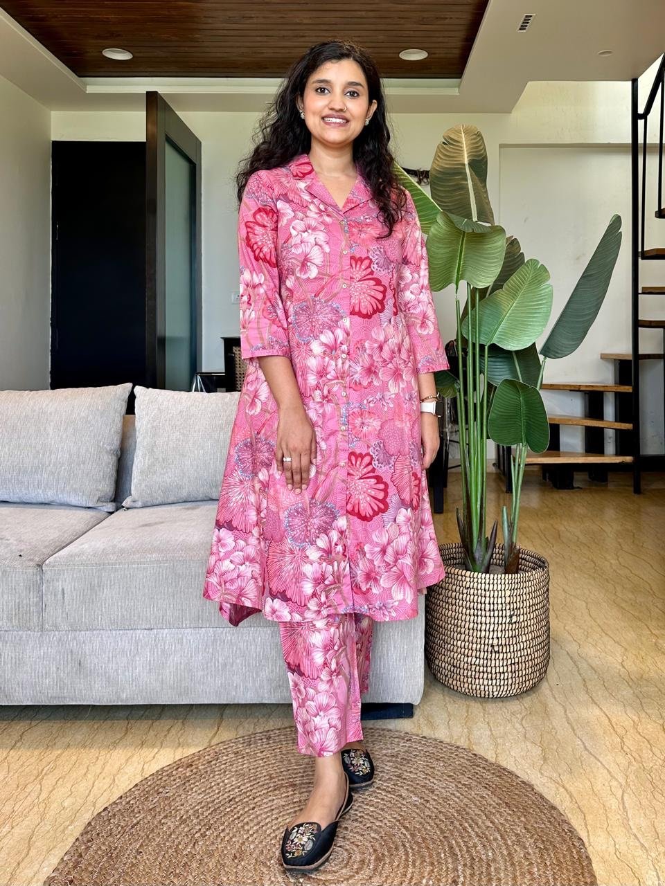Ayna Coord Set- Pink Floral